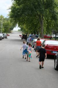 Walking Home Walking home after watching the water fights.