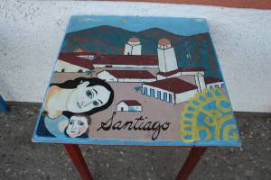 Concordia table art Table art representing Santiago.