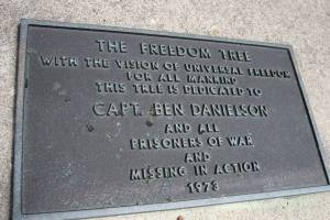 Danielson plaque A plaque in Kenyon Veterans Memorial Park honors Major Benjamin Danielson, whose fighter jet was shot down in Laos in December 1969. He was missing in action for years before a bit of his remains were positively identified. He was laid to rest back home in Kenyon in 2007.