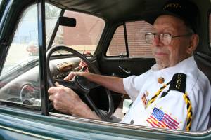 Howard Homeier Proud World War II veteran Howard Homeier in his early 1950s vintage Chevrolet pickup truck.