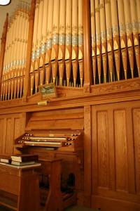 Pipe organ A majestic vintage pipe organ graces Immanuel's balcony.