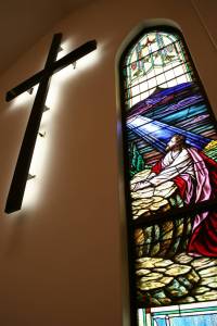 Stained glass This stained glass window is among many from the old church building incorporated into Immanuel Lutheran's new house of worship.