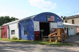 Stars and Stripes Garage Vietnam veteran Joel Kukacka's patriotic garage in the hamlet of Heidelberg, Minnesota.
