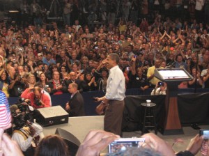 My daughter was "this close" to President Barack Obama during his Target Center rally in Minneapolis on Saturday afternoon.