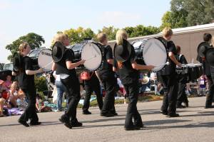 Even this marching band, and I don't know where they came from, wore cowboy hats.