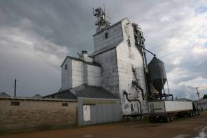 Heavy, dark skies prevailed, matching the color of the People's Elevator in Cleveland, which is now for sale.