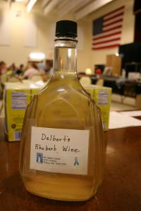 Delbert's rhubarb wine Delbert's Genuine Rhubarb Wine fetched $45 at the live auction. His grape wine sold for $50 and his plum wine for $25.