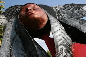 "Emily Broken Nose" by Suzi Rhae Ross on the corner of 3rd St. N.W. and Minnesota Ave. N.W. in Bemidji. Not for sale.