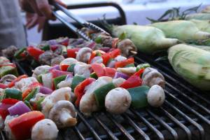 Monte's Steakhouse of Faribault grilled kabobs and sweet corn.