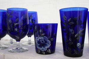 Shirley Smith of Ostrander brought her hand-painted glassware to the fest.