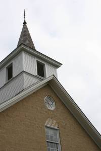 The restore steeple of the 1862 Valley Grove Church.