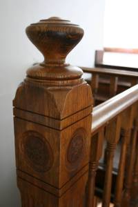 Banister Stairway banister in the balcony.