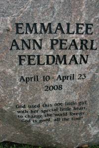 A touching tribute to Emmalee Ann Pearl Feldman, who was born with a heart defect and lived only 13 days. The family also lost their sons, Owen and Cooper, who were born prematurely.