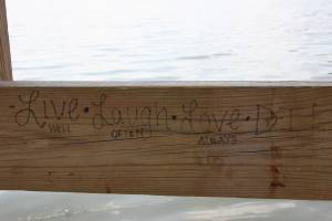 Poetry on wood Not just graffiti, but a poem at Sibley Lake Park, Pequot Lakes.