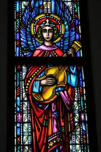 Stained glass window at Saint Scholastica Convent