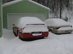 Snow-buried cars