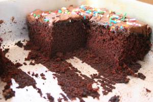 Pieces of chocolate cake