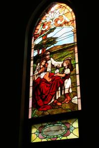 Jesus and the children stained glass