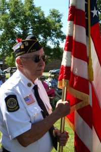 Veteran holds American flag