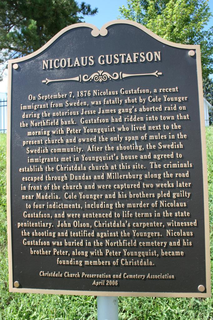 Marker honoring Nicolaus Gustafson