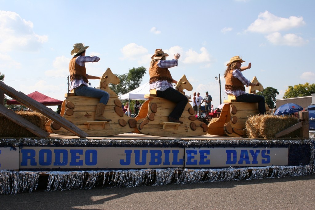 The Defeat of Jesse James Days parade float