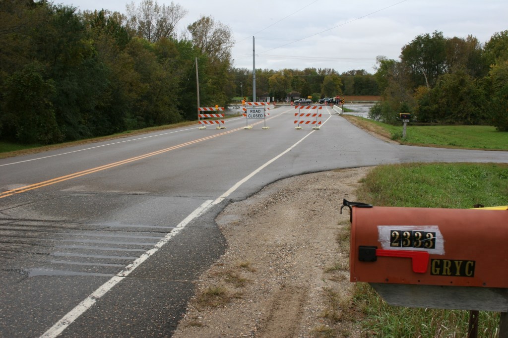 Closed roadway, flood