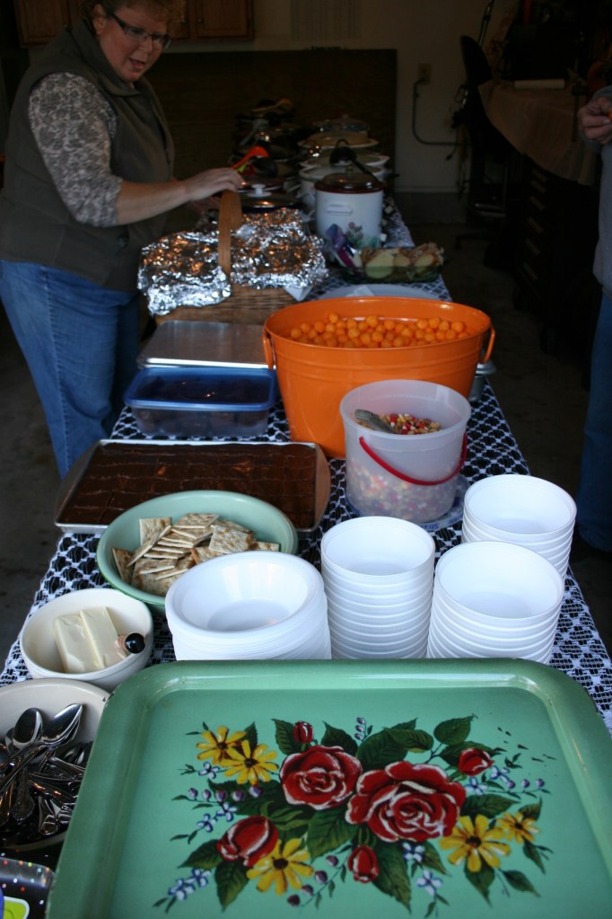 Vintage metal trees in the soup line