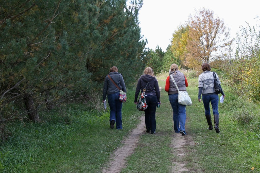 Walking to the corn maze