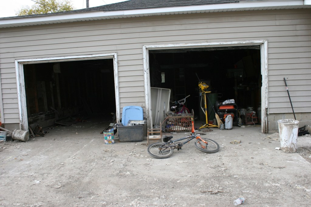 Flood-damaged garage in Zumbro Falls