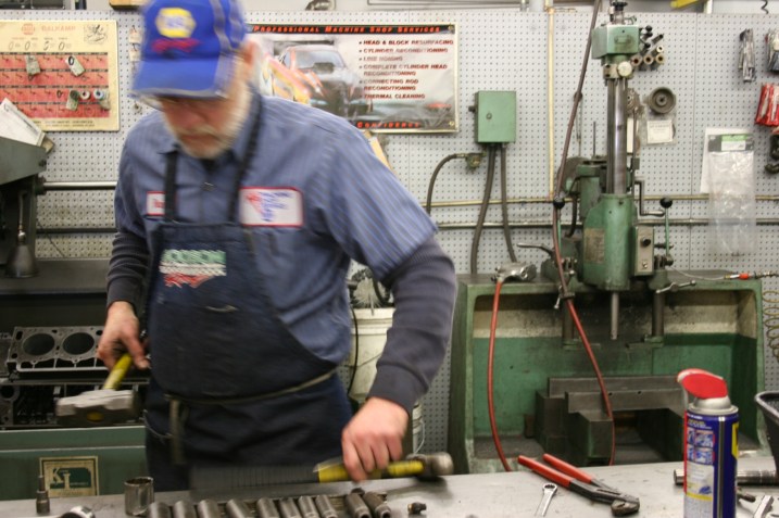 My husband at work in the automotive machine shop where he is employed. 