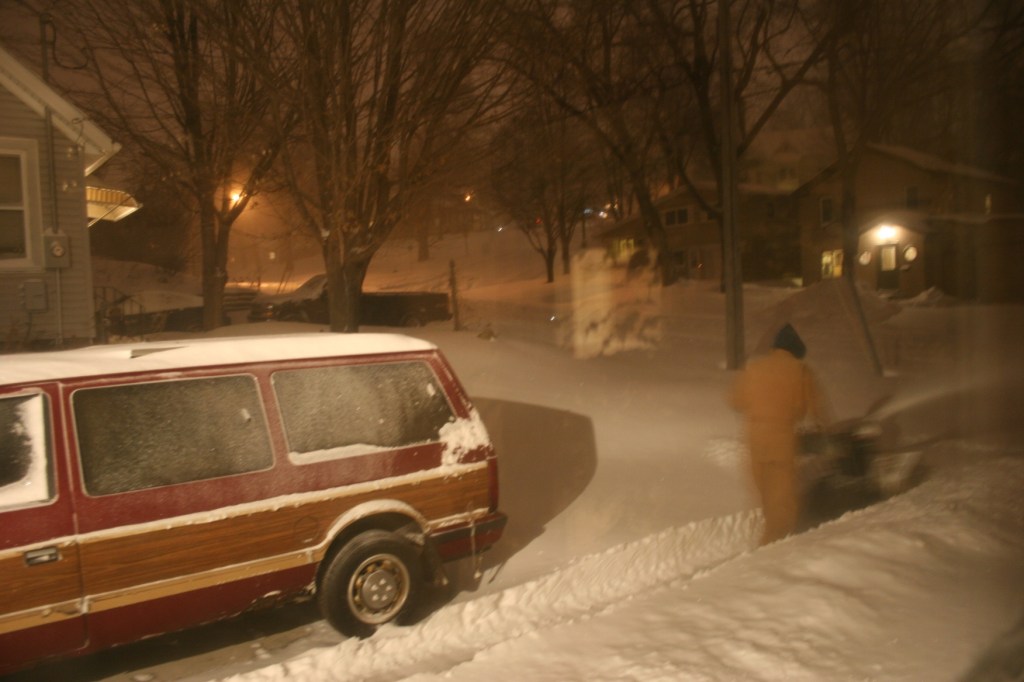 Clearing snow from driveway