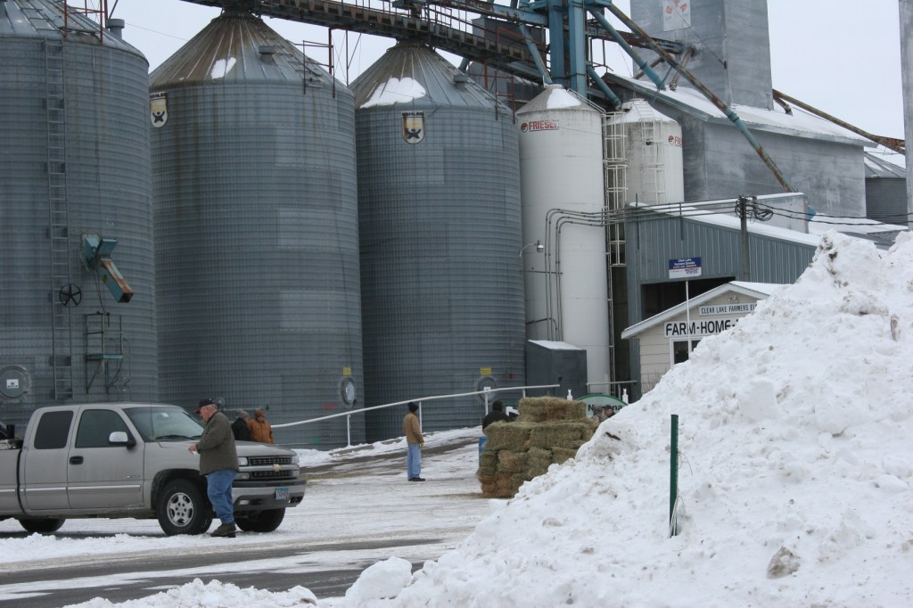 Snow pile by elevator