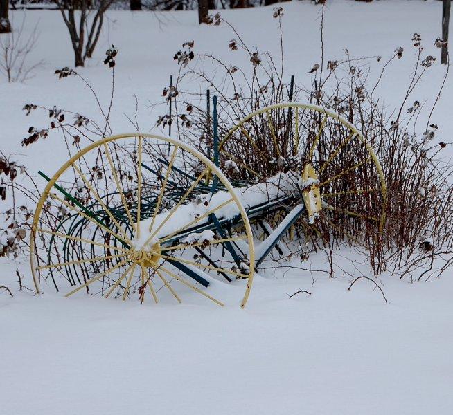 Farm equipment in the snow