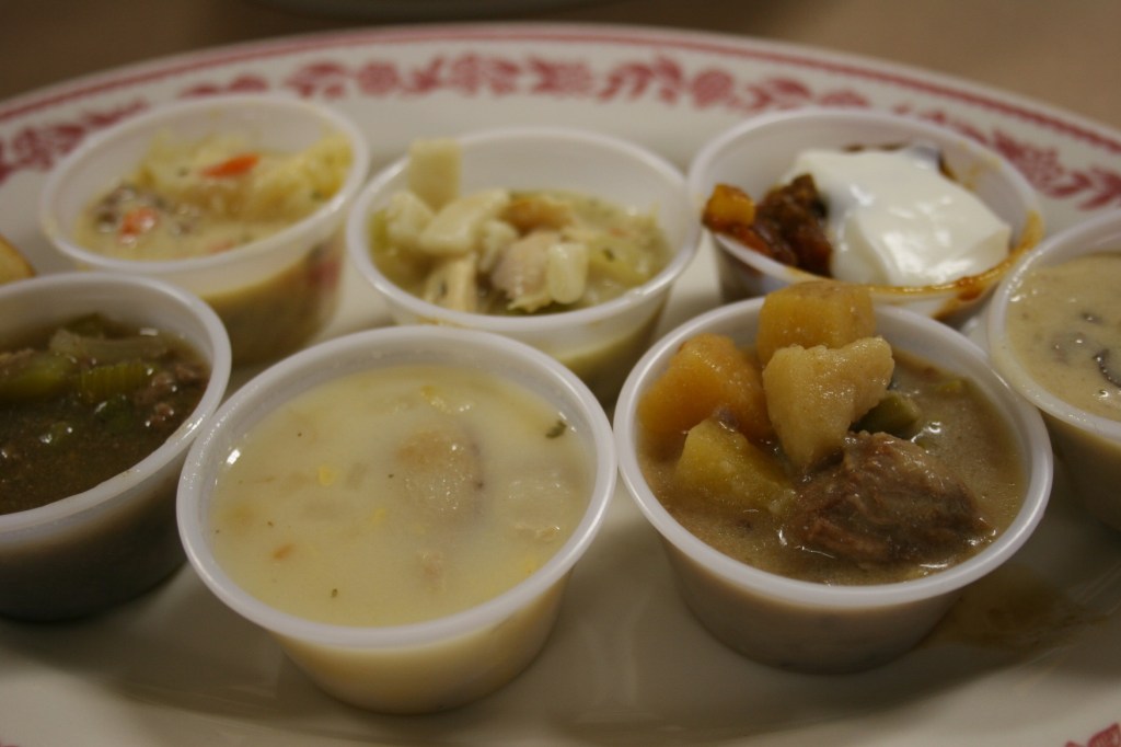 Soups and chilis on a plate