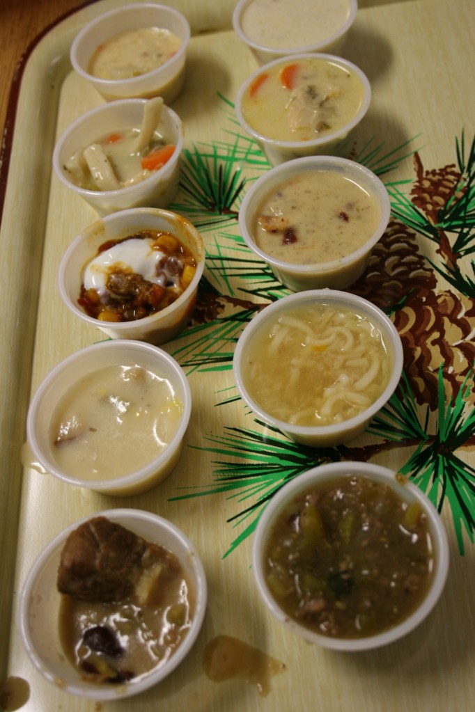 Soups on vintage trays