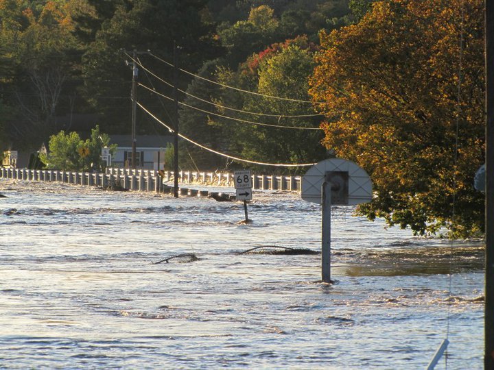 Flooded bridge and park, Hammond
