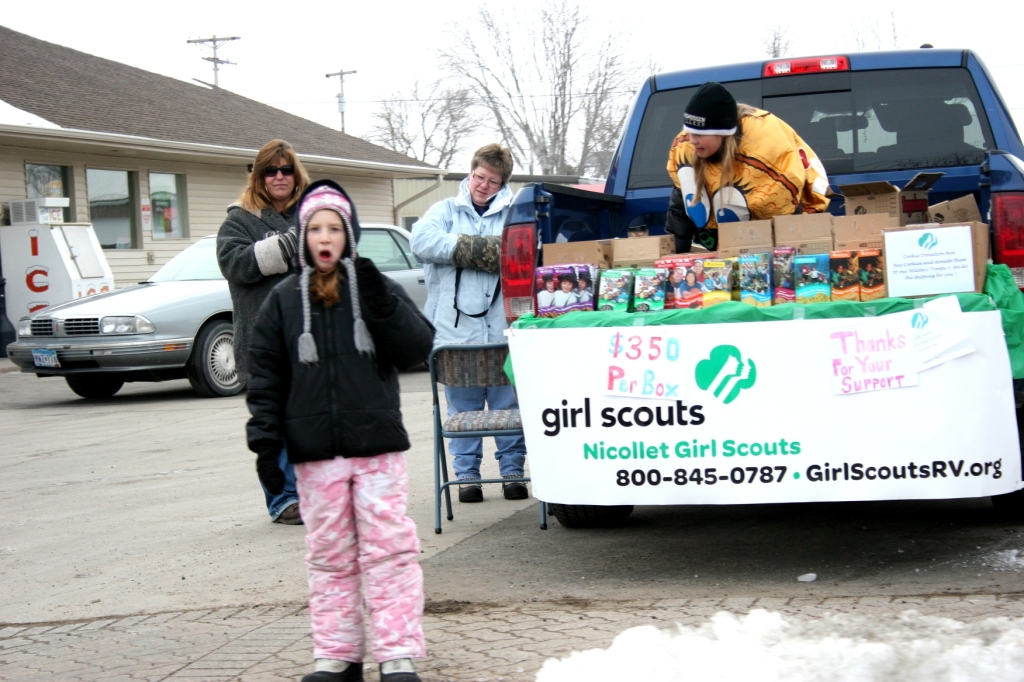Girls and their moms peddled Girl Scout cookies in Courtland.