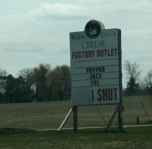 Cheese outlet sign