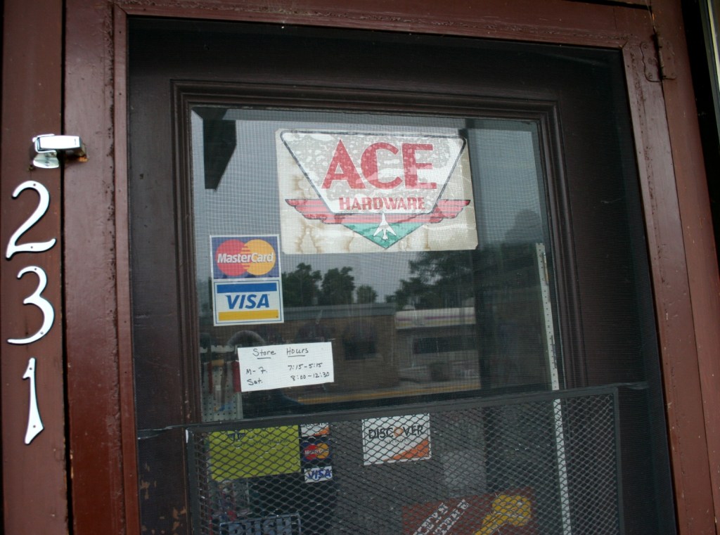 Mutch Hardware door close-up