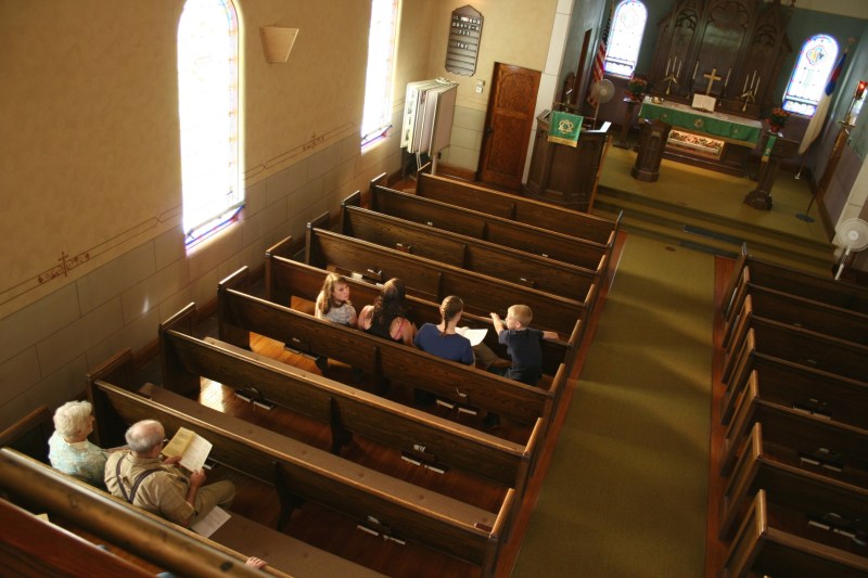 Before worship services on a Sunday morning at Trinity Lutheran Church, North Morristown.
