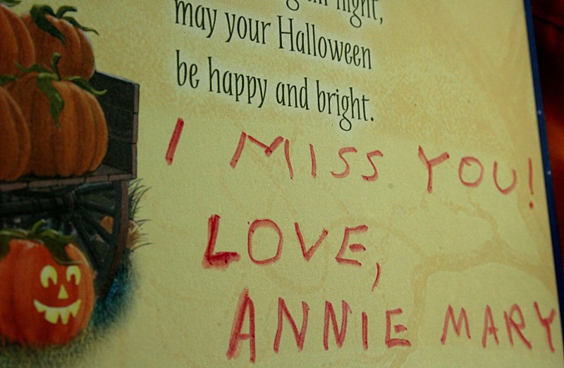 A card I received from Annie Mary on a past Halloween.