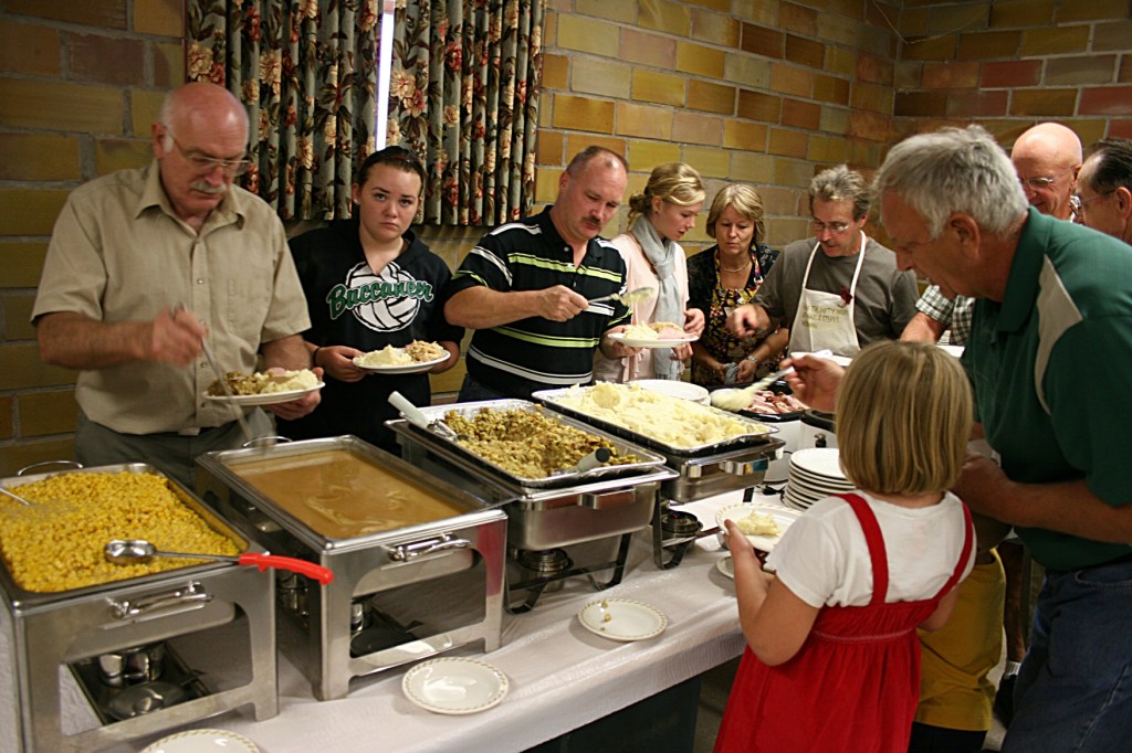 Dinner, serving line