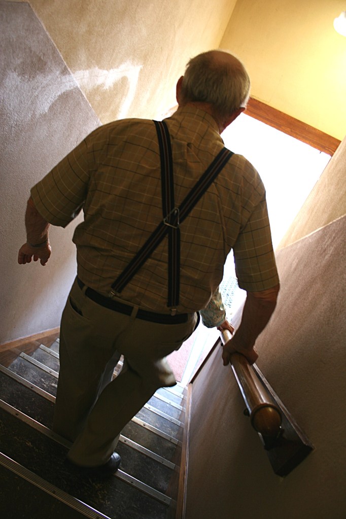 Dinner, walking downstairs