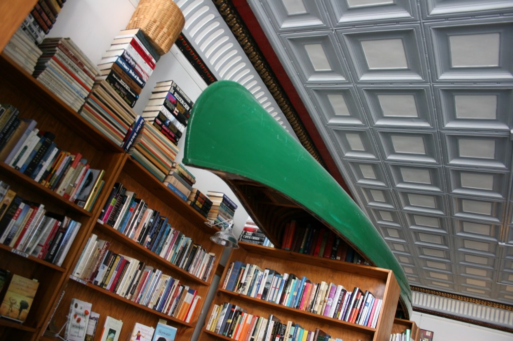 Wabasha, canoe in bookstore