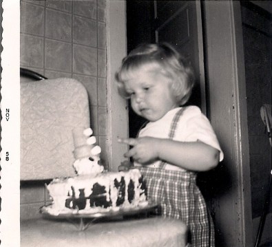 My second birthday and the clown cake my mom made for me.
