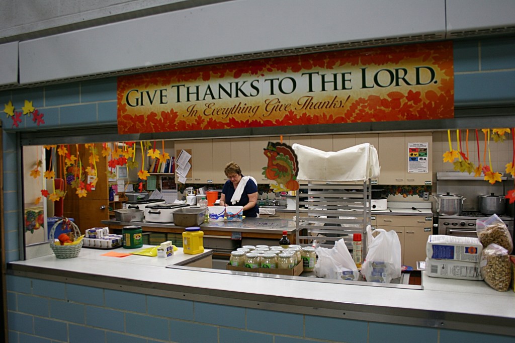German dinner, Barb in kitchen