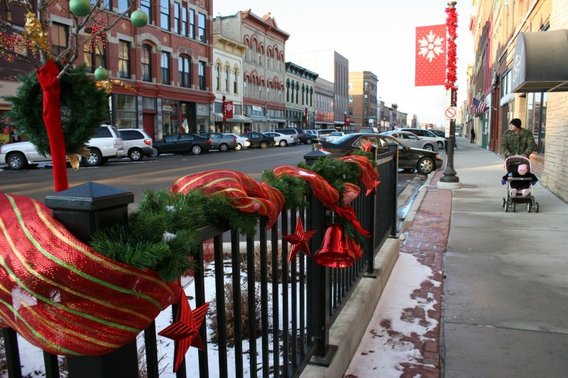 Strolling along Central Avenue in historic downtown Faribault late on a Saturday afternoon in December 2011.