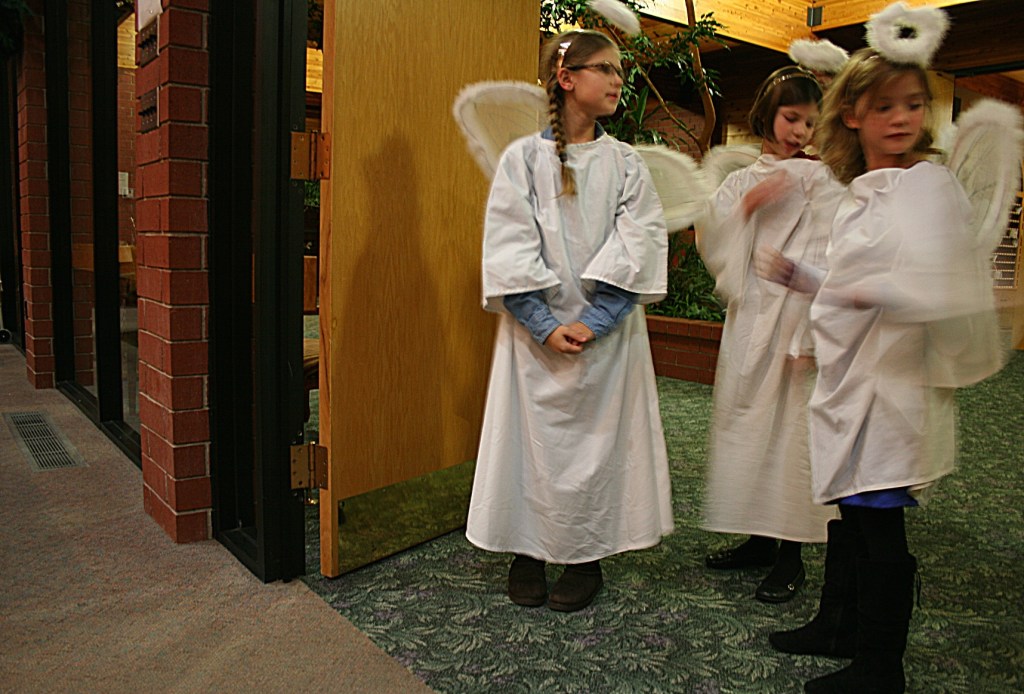 Church, angels waiting