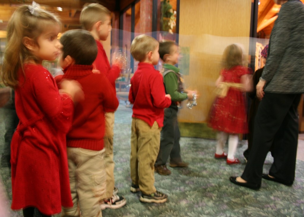 Church, kids in line