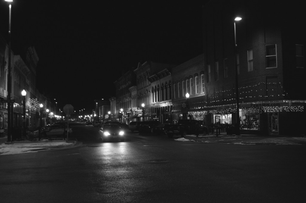Downtown, pawn shop, b & w